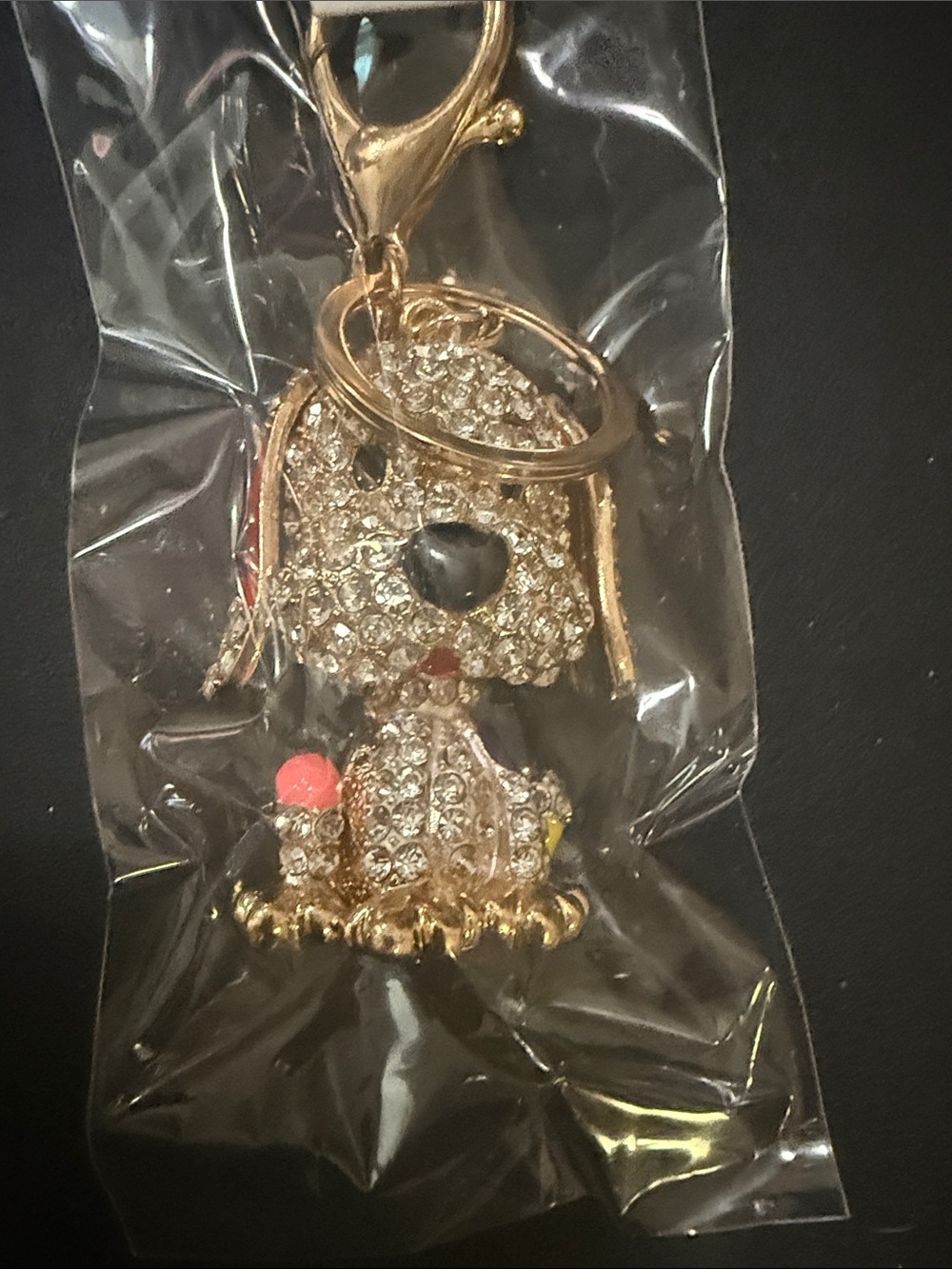 Gold Crystal Dog Keychain Charm - Elegant Women Accessories